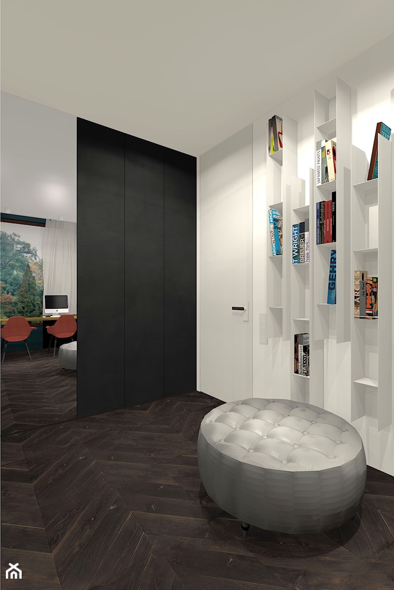 Salon - Duże w osobnym pomieszczeniu z sofą białe biuro, styl nowoczesny - zdjęcie od Eno Design