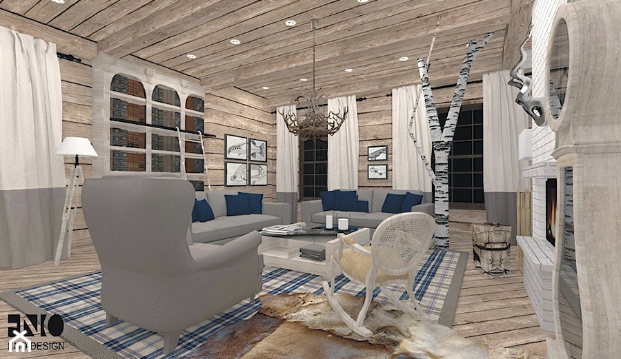 Wnętrze apartamentu mieszkalnego na Mazurach, k. Olsztyna - Salon, styl nowoczesny - zdjęcie od Eno Design