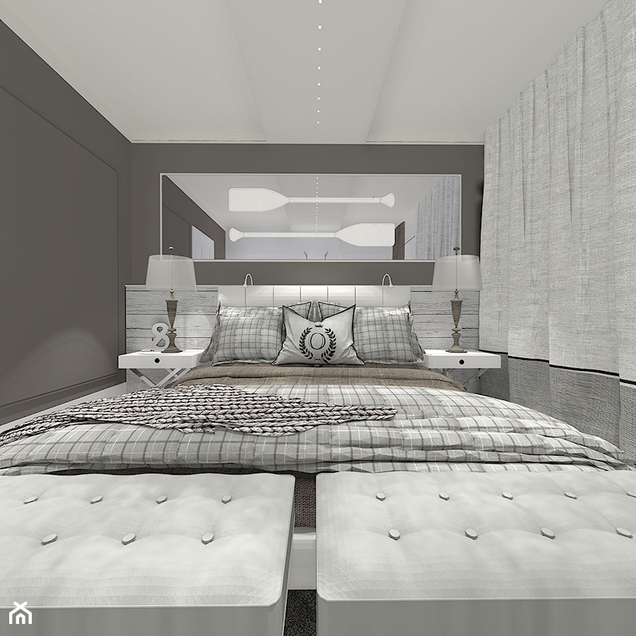 Sypialnia - Mała szara sypialnia, styl prowansalski - zdjęcie od Eno Design