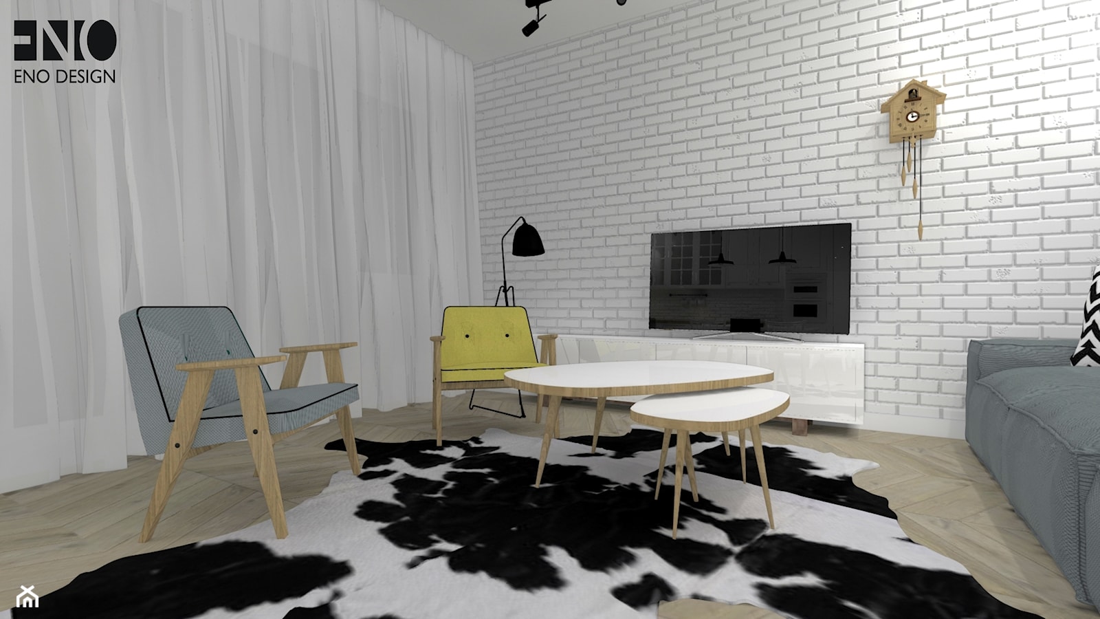 Mieszkanie 70m2 - Salon, styl rustykalny - zdjęcie od Eno Design - Homebook