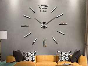 Naklejany zegar ścienny DIY 3D srebrny 70-100 cm - zdjęcie od toys4boys