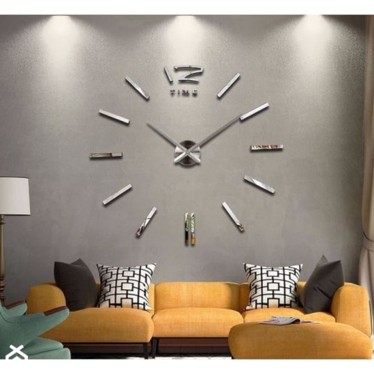 Naklejany zegar ścienny DIY 3D srebrny 70-100 cm - zdjęcie od toys4boys - Homebook