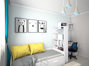 Projekt pokoju dla nastolatki - Średni szary niebieski pokój dziecka dla nastolatka dla chłopca, styl tradycyjny - zdjęcie od KN.wnętrza