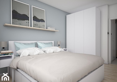 Projekt aranżacji wnętrz mieszkania / Wrocław - Średnia biała szara sypialnia, styl nowoczesny - zdjęcie od KN.wnętrza