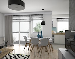 Projekt aranżacji wnętrz mieszkania / Wrocław - Średnia szara jadalnia w salonie, styl nowoczesny - zdjęcie od KN.wnętrza - Homebook