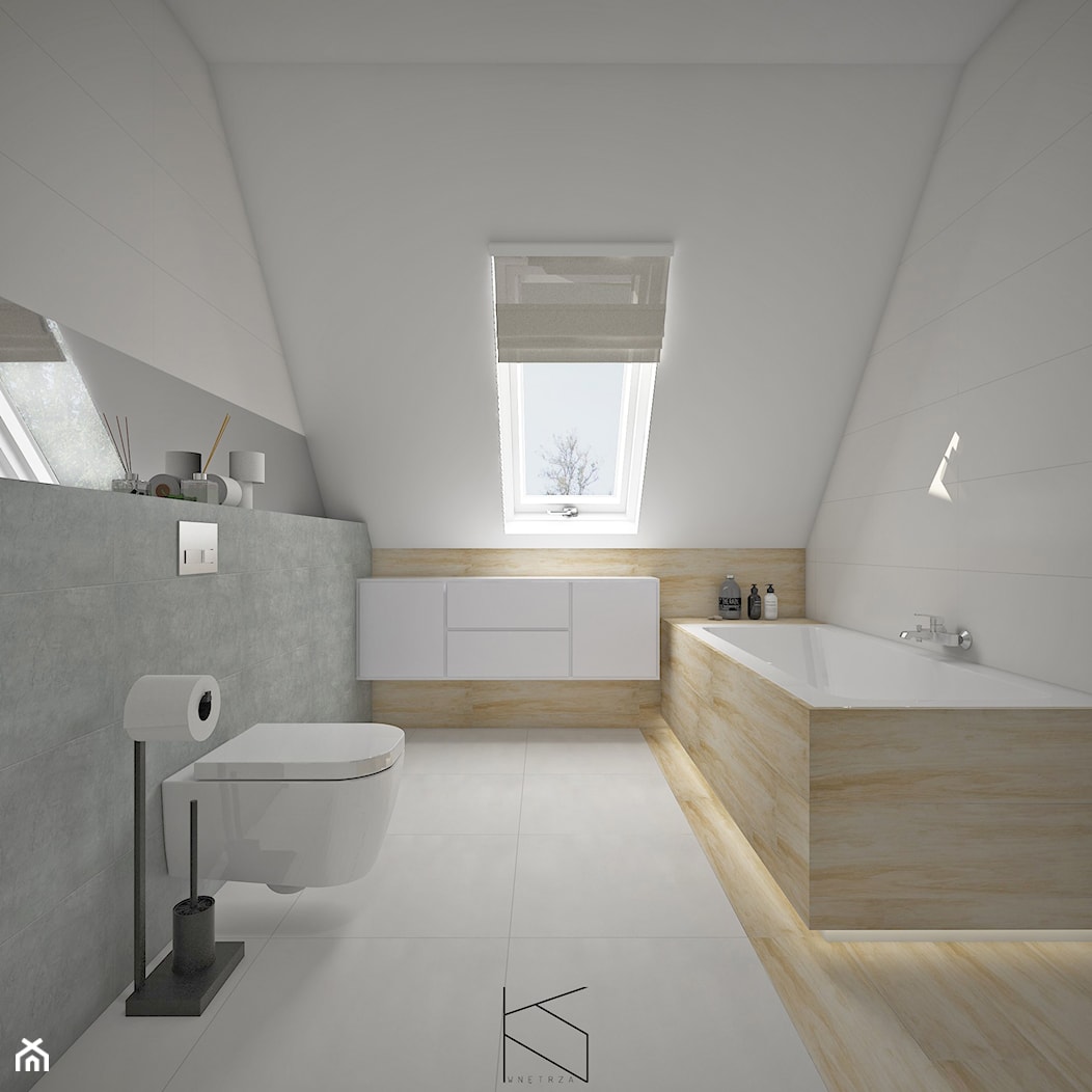 Projekt łazienki na poddaszu - Łazienka, styl minimalistyczny - zdjęcie od KN.wnętrza - Homebook