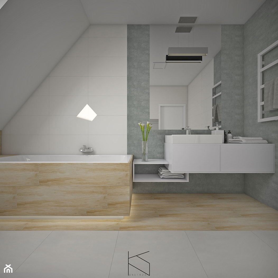 Projekt łazienki na poddaszu - Łazienka, styl minimalistyczny - zdjęcie od KN.wnętrza - Homebook
