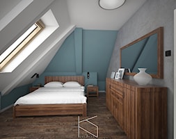 Mieszkanie 58m2, Polkowice - Średnia niebieska szara sypialnia, styl nowoczesny - zdjęcie od KN.wnętrza - Homebook