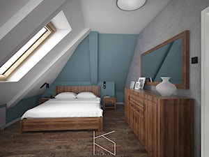 Mieszkanie 58m2, Polkowice - Średnia niebieska szara sypialnia, styl nowoczesny - zdjęcie od KN.wnętrza