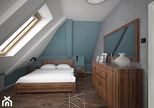Mieszkanie 58m2, Polkowice - Średnia niebieska szara sypialnia, styl nowoczesny - zdjęcie od KN.wnętrza