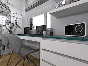 SYPIALNIA - Szara z biurkiem sypialnia, styl nowoczesny - zdjęcie od M3 MONIKA MIGACZ