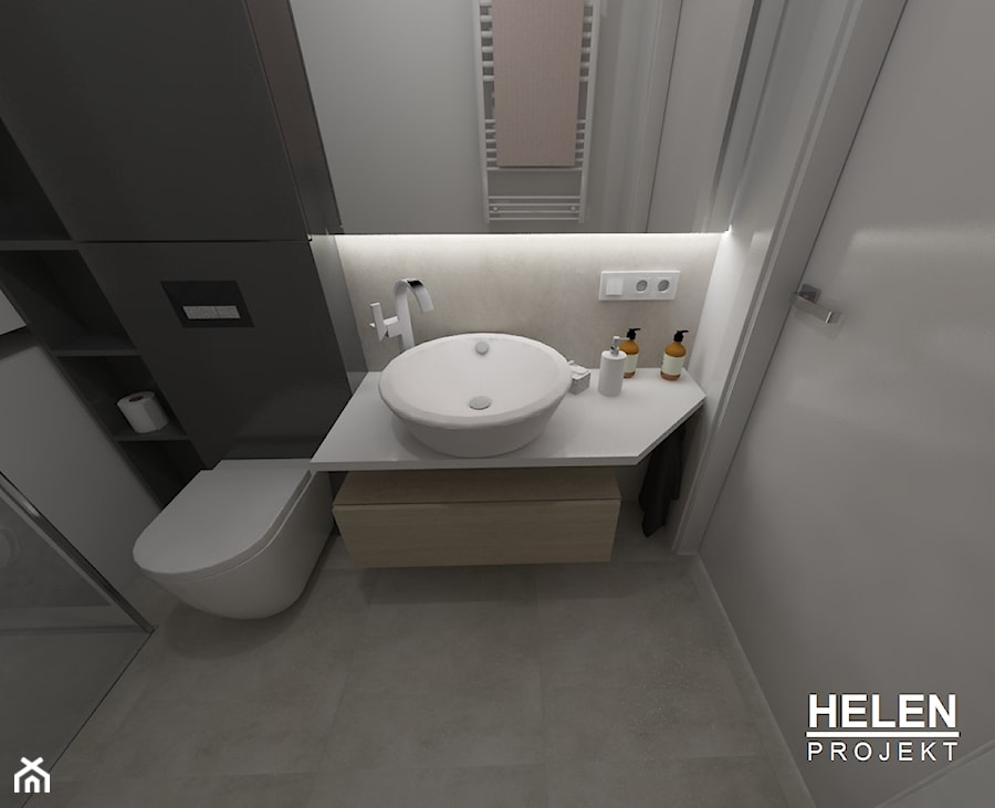 Łazienki - Średnia bez okna z lustrem łazienka, styl minimalistyczny - zdjęcie od HELEN PROJEKT