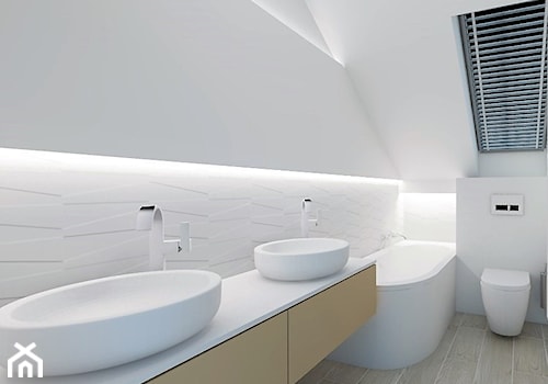 SZEREGOWIEC POD POZNANIEM - Średnia na poddaszu z dwoma umywalkami łazienka z oknem, styl nowoczesny - zdjęcie od HELEN PROJEKT