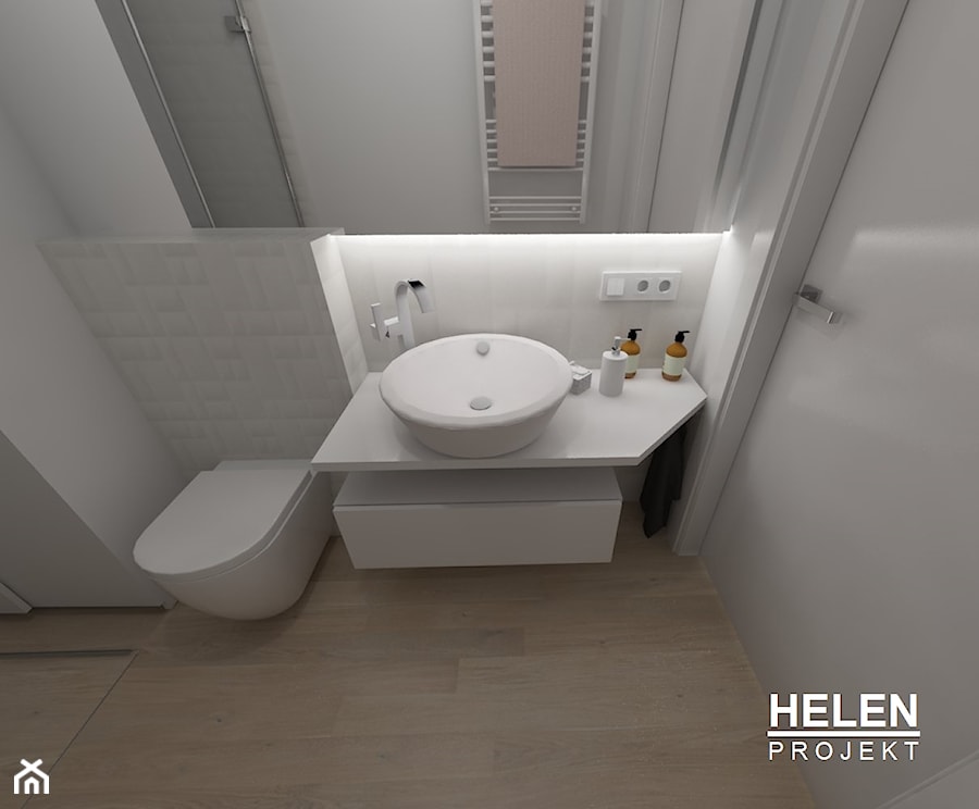 Łazienki - Mała bez okna z lustrem łazienka, styl minimalistyczny - zdjęcie od HELEN PROJEKT