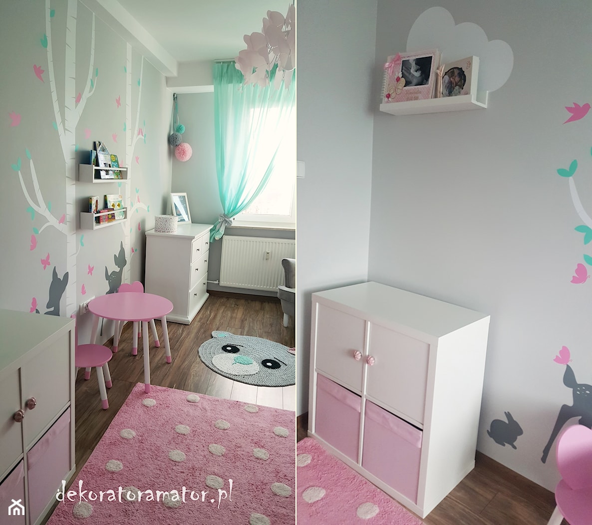 Pastelowy pokój dla dziewczynki - Średni biały szary pokój dziecka dla dziecka dla dziewczynki - zdjęcie od dekoratoramator.pl - Homebook