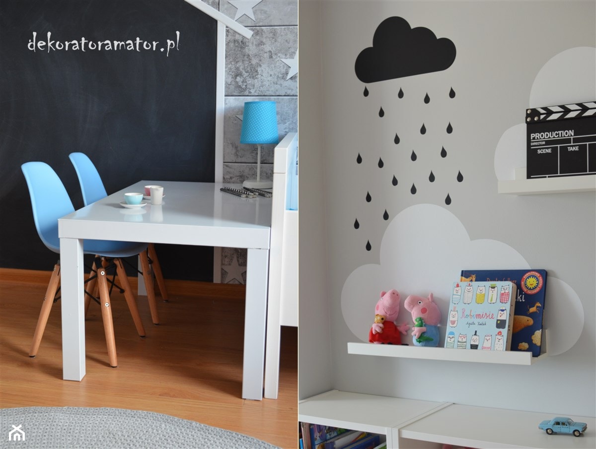 Pokój rodzeństwa - Średni biały czarny pokój dziecka dla dziecka dla chłopca, styl skandynawski - zdjęcie od dekoratoramator.pl - Homebook