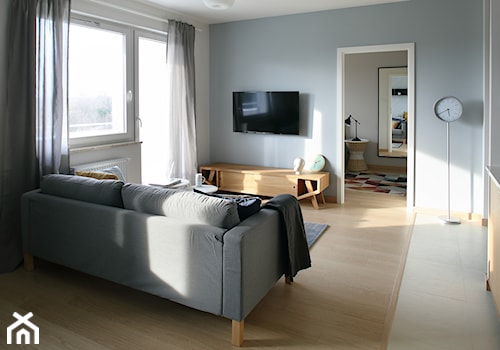 Apartament na wynajem 58m2 - Średni biały salon, styl skandynawski - zdjęcie od infinia