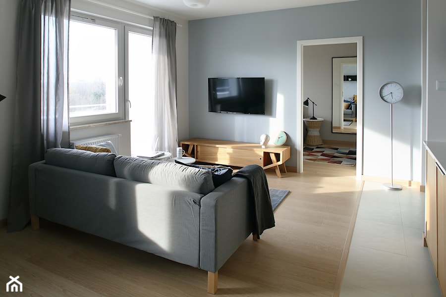 Apartament na wynajem 58m2 - Średni biały salon, styl skandynawski - zdjęcie od infinia