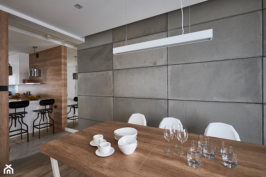 Nowoczesne wnętrze - Mała szara jadalnia w kuchni jako osobne pomieszczenie, styl nowoczesny - zdjęcie od Vprojekt design by Weronika