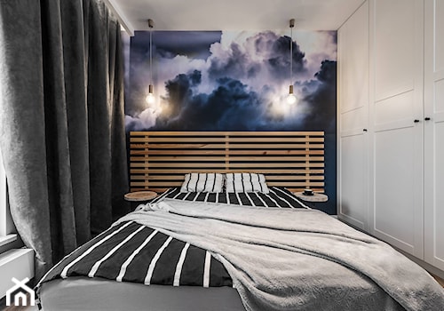 Mieszkanie w morskim klimacie - Mała szara sypialnia, styl skandynawski - zdjęcie od TO DO.