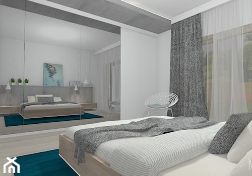 Sypialnia - Średnia biała sypialnia z balkonem / tarasem, styl nowoczesny - zdjęcie od M3design