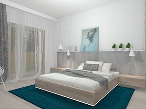Sypialnia - Duża biała sypialnia z balkonem / tarasem, styl nowoczesny - zdjęcie od M3design