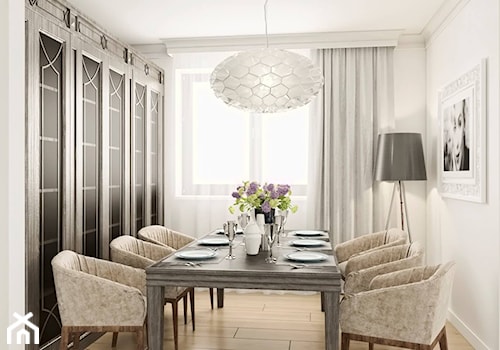 Jadalnia - Duża biała jadalnia jako osobne pomieszczenie, styl tradycyjny - zdjęcie od Sylwia Drążczyk