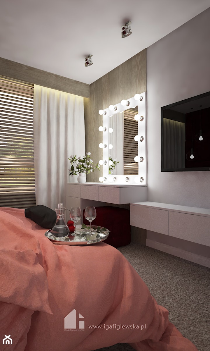 Mieszkanie w Siedlcach - Mała szara sypialnia, styl nowoczesny - zdjęcie od iga-figlewska