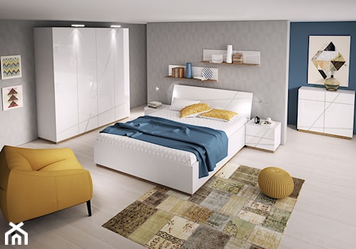 Sypialnia - Duża niebieska szara sypialnia, styl nowoczesny - zdjęcie od Salony Agata
