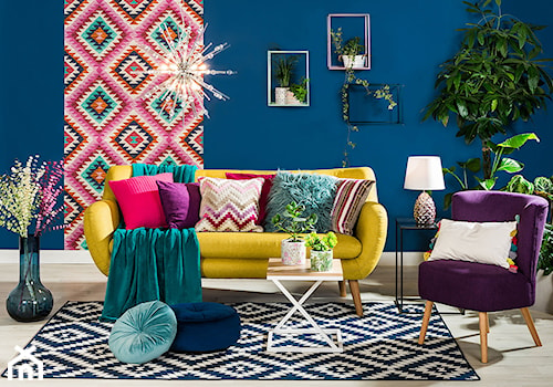 Przytulny salon - Średni niebieski turkusowy salon, styl nowoczesny - zdjęcie od Salony Agata