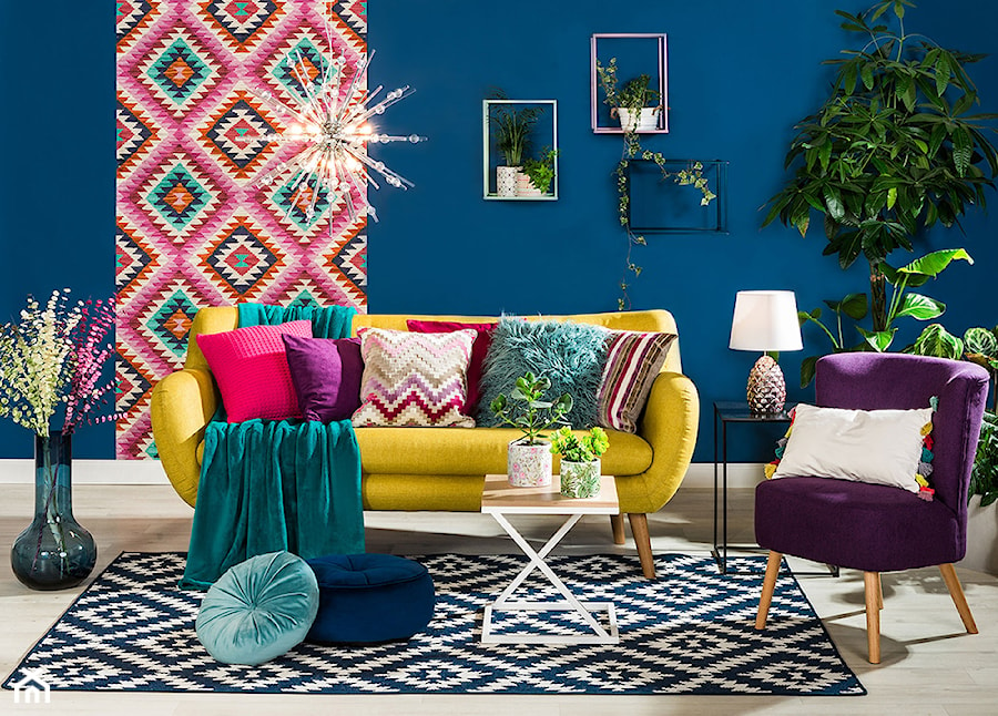 Przytulny salon - Średni niebieski turkusowy salon, styl nowoczesny - zdjęcie od Salony Agata