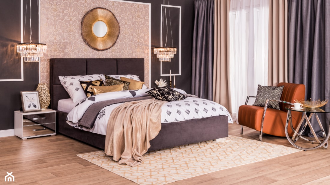 Sypialnia - Średnia czarna szara sypialnia, styl nowoczesny - zdjęcie od Salony Agata - Homebook