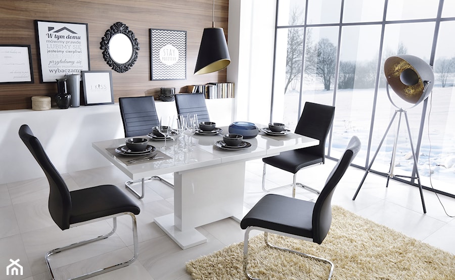 Inspiracje - Średnia biała jadalnia jako osobne pomieszczenie - zdjęcie od Salony Agata