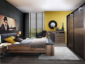 Sypialnia - Średnia czarna żółta sypialnia, styl nowoczesny - zdjęcie od Salony Agata