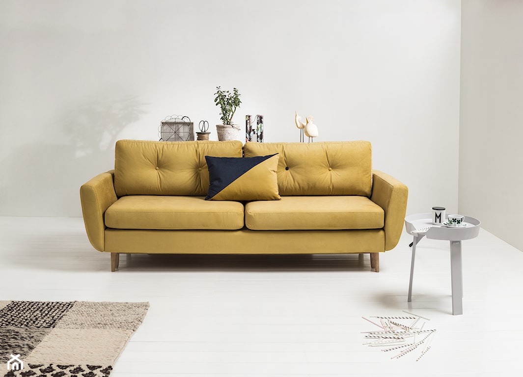 żółta sofa, kolorowa sofa