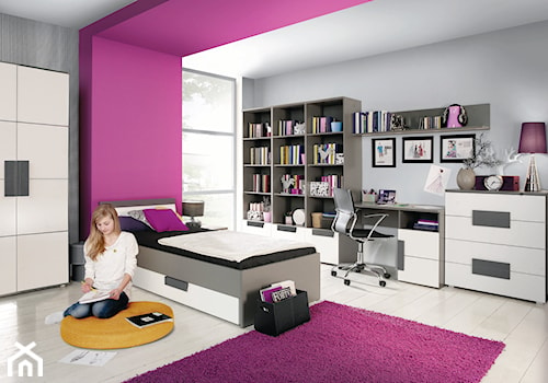 Ultra Violet - Duży różowy szary pokój dziecka dla nastolatka dla dziewczynki, styl nowoczesny - zdjęcie od Salony Agata