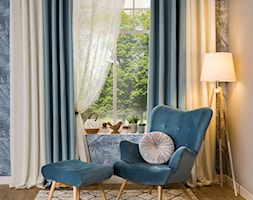 Przytulny salon - Średni beżowy niebieski salon, styl skandynawski - zdjęcie od Salony Agata - Homebook