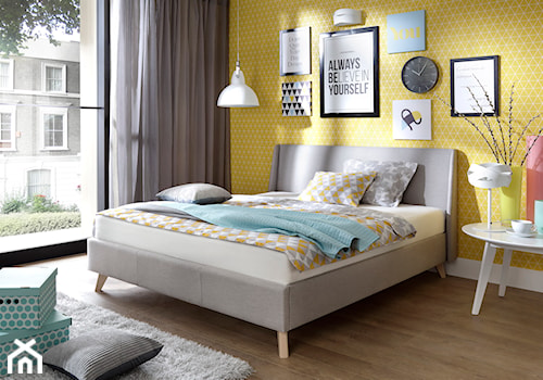 Sypialnia - Średnia żółta sypialnia, styl skandynawski - zdjęcie od Salony Agata