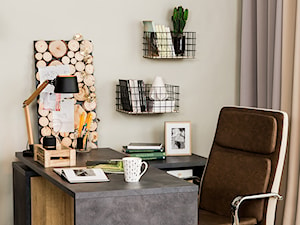 Domowe biuro - Małe w osobnym pomieszczeniu beżowe biuro, styl nowoczesny - zdjęcie od Salony Agata
