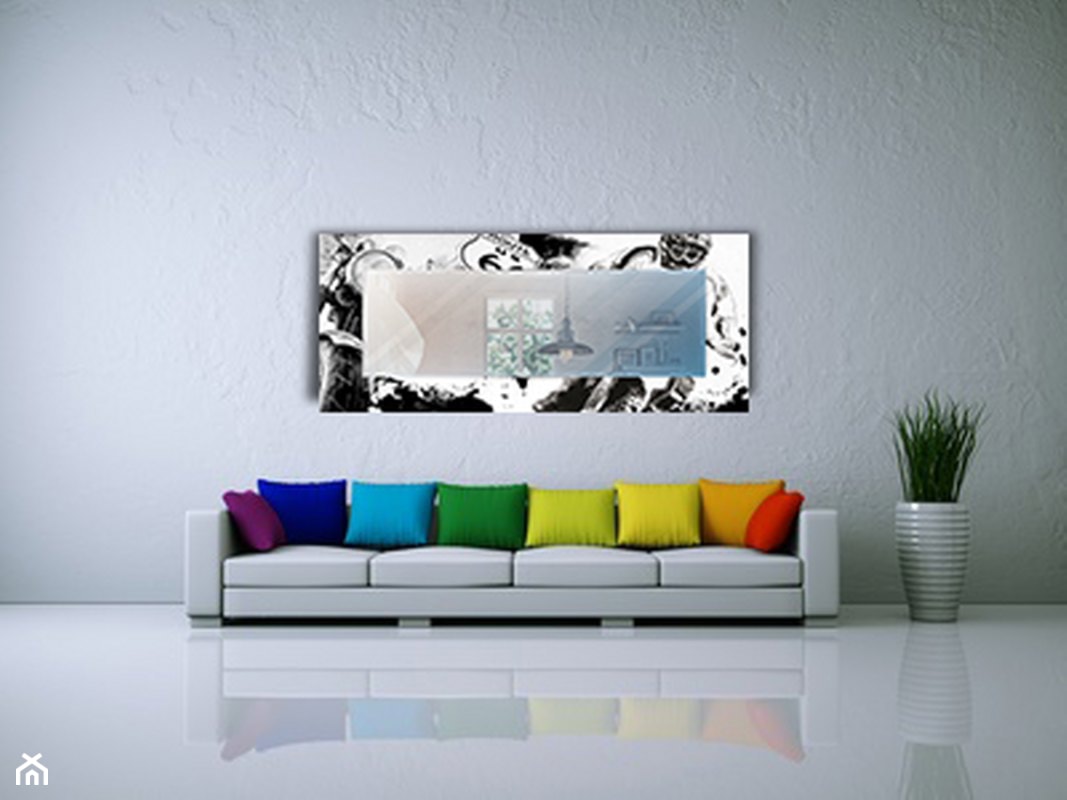 Nowoczesne lustro dekoracyjne Moto z grafiką na ramie - zdjęcie od Deco Rabbit - Homebook