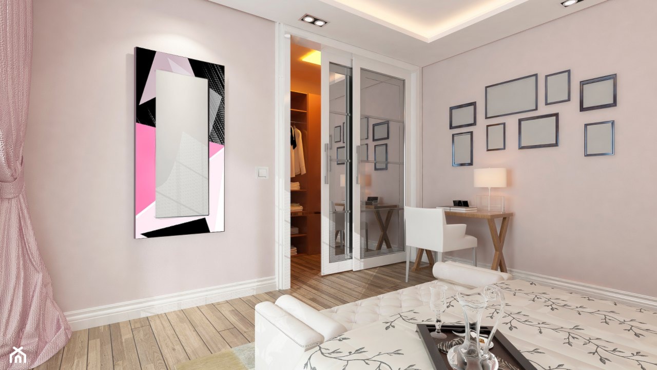 Designerskie lustro dekoracyjne Abstrakcja z grafiką na ramie - zdjęcie od Deco Rabbit - Homebook