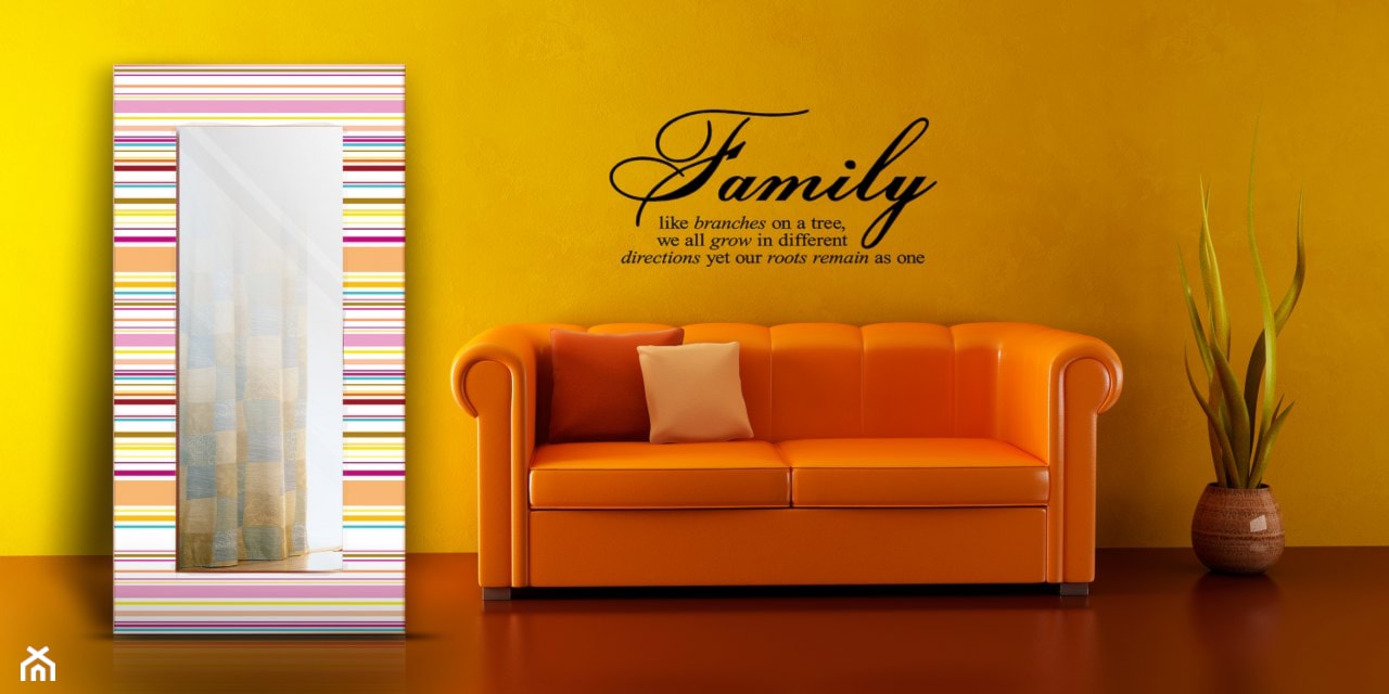 Nowoczesne lustro dekoracyjne kolorowe linie poziom z grafiką na ramie - zdjęcie od Deco Rabbit - Homebook