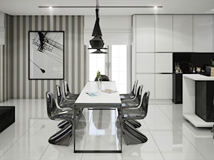 Czarno-białe, nowoczesne wnętrze - jadalnia - zdjęcie od piodec