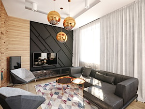 Nowoczesne mieszkanie w kamienicy - Średni brązowy czarny salon - zdjęcie od piodec