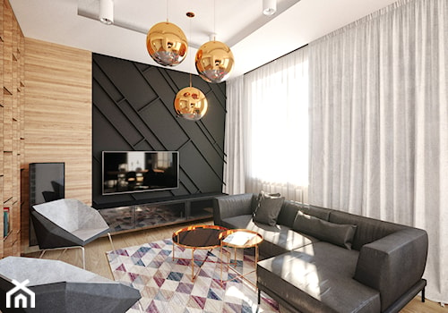 Nowoczesne mieszkanie w kamienicy - Średni brązowy czarny salon - zdjęcie od piodec