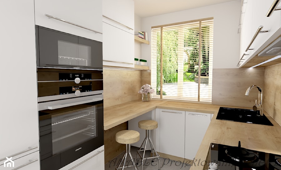 Wizualizacja małej kuchni w bloku - zdjęcie od AMABLE - Projektowanie wnętrz