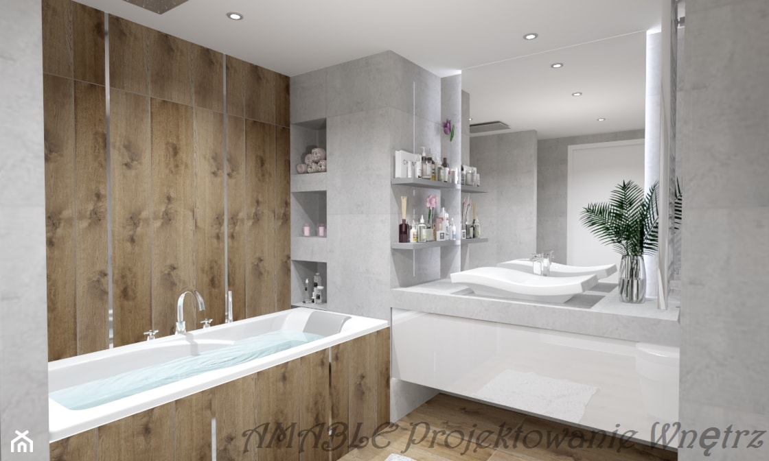 Wizualizacja do projektu łazienki - zdjęcie od AMABLE - Projektowanie wnętrz - Homebook