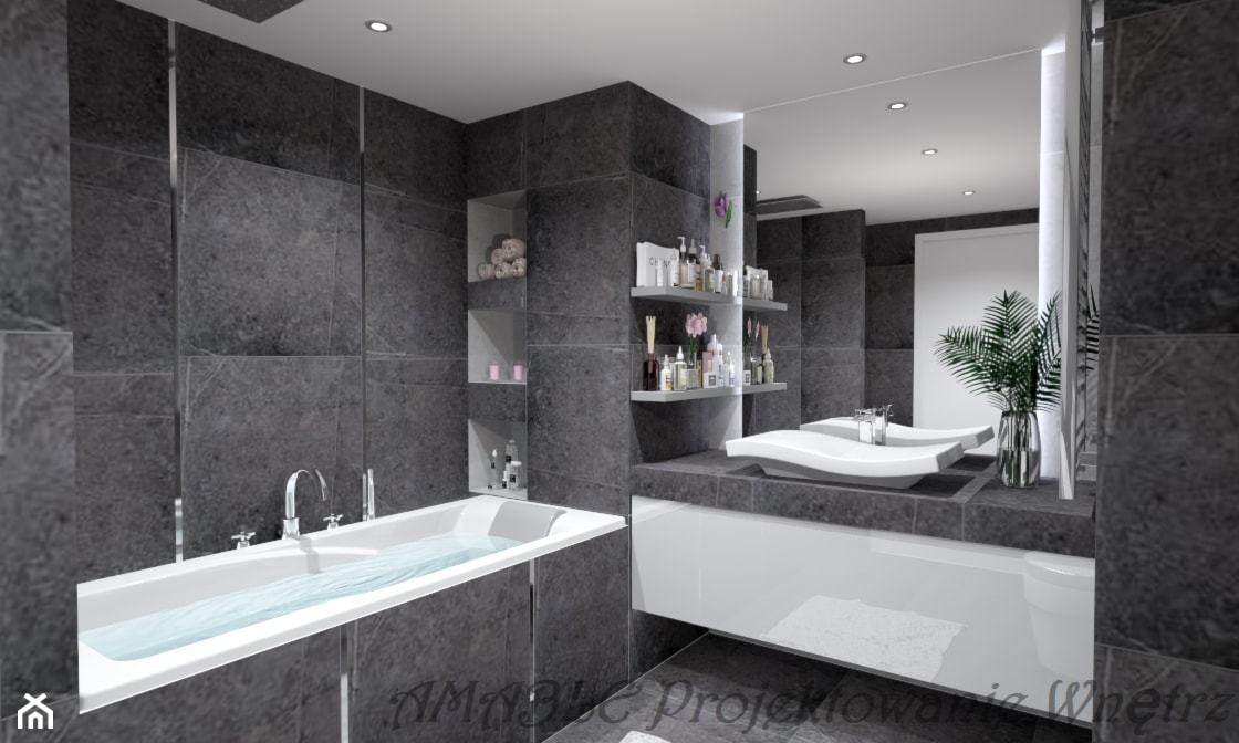 Wizualizacja do projektu łazienki - zdjęcie od AMABLE - Projektowanie wnętrz - Homebook