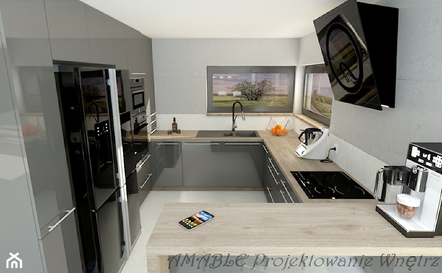 Wizualizacja kuchni - zdjęcie od AMABLE - Projektowanie wnętrz