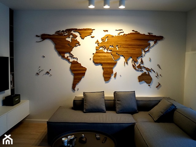 Drewniana Mapa Świata - 300 x 150 - Salon 